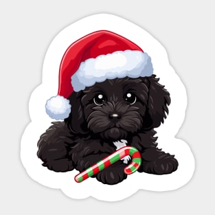 Black Cavapoo maltipoo christmas dog Sticker